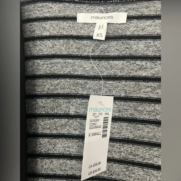 NEW! Maurices Black and Red Striped Plaid Cardigan - Picture 2 of 4